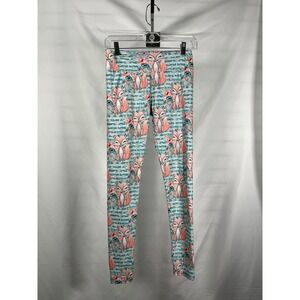 Tween Leggings Fox Floral Print Mint Green Stretchy Pants